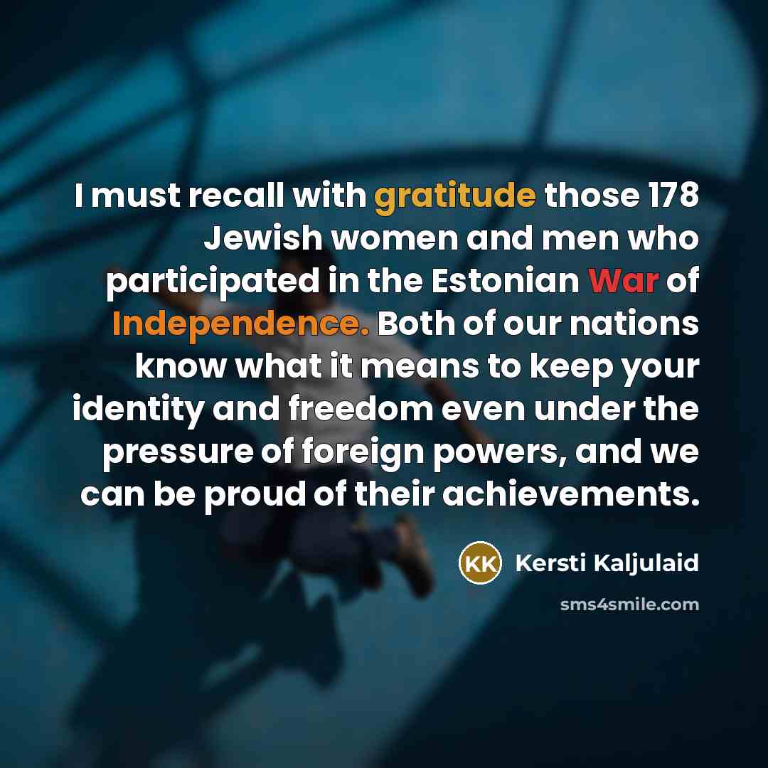 “I must recall with gratitude those 178 Jewish women and…” quote by Kersti Kaljulaid