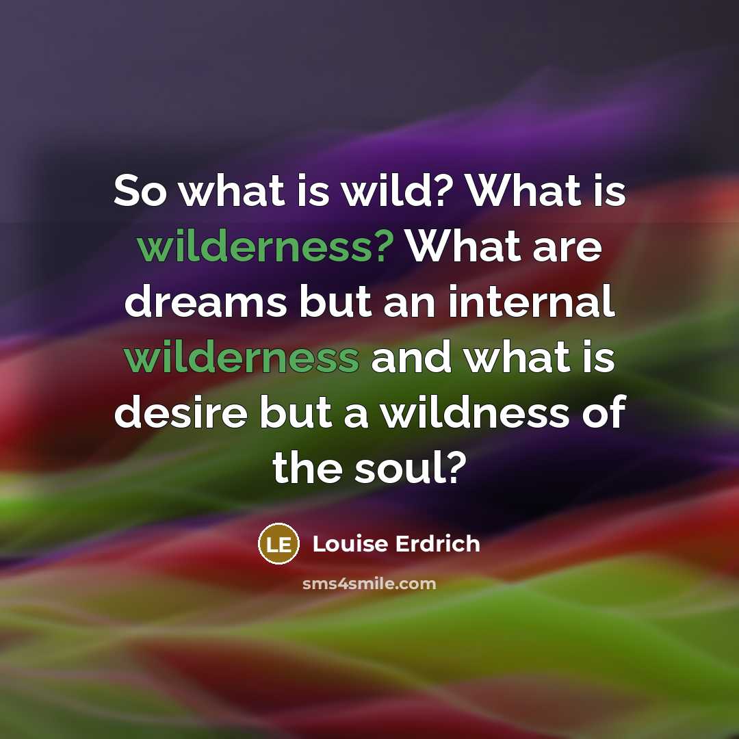 “So what is wild? What is wilderness? What are dreams…” quote by Louise Erdrich