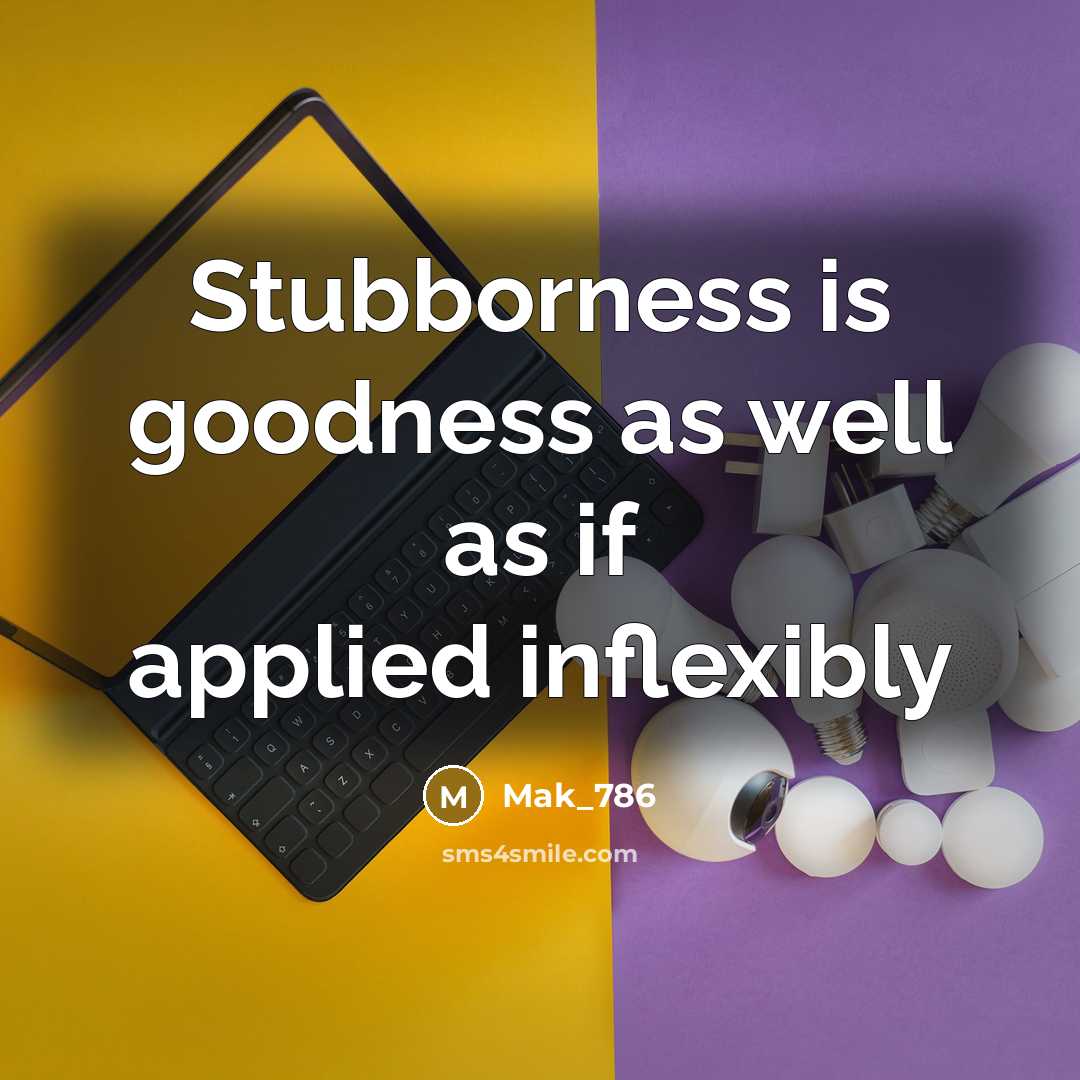 “Stubborness is goodness as well as if applied inflexibly…” quote by Mak_786