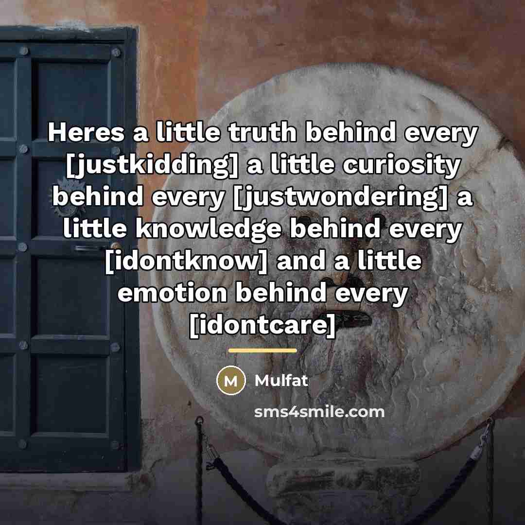 “Heres a little truth behind every [justkidding] a little curiosity…” quote by Mulfat