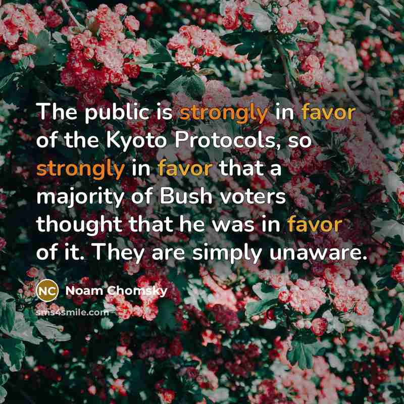 “The public is strongly in favor of the Kyoto Protocols,…” quote by Noam Chomsky