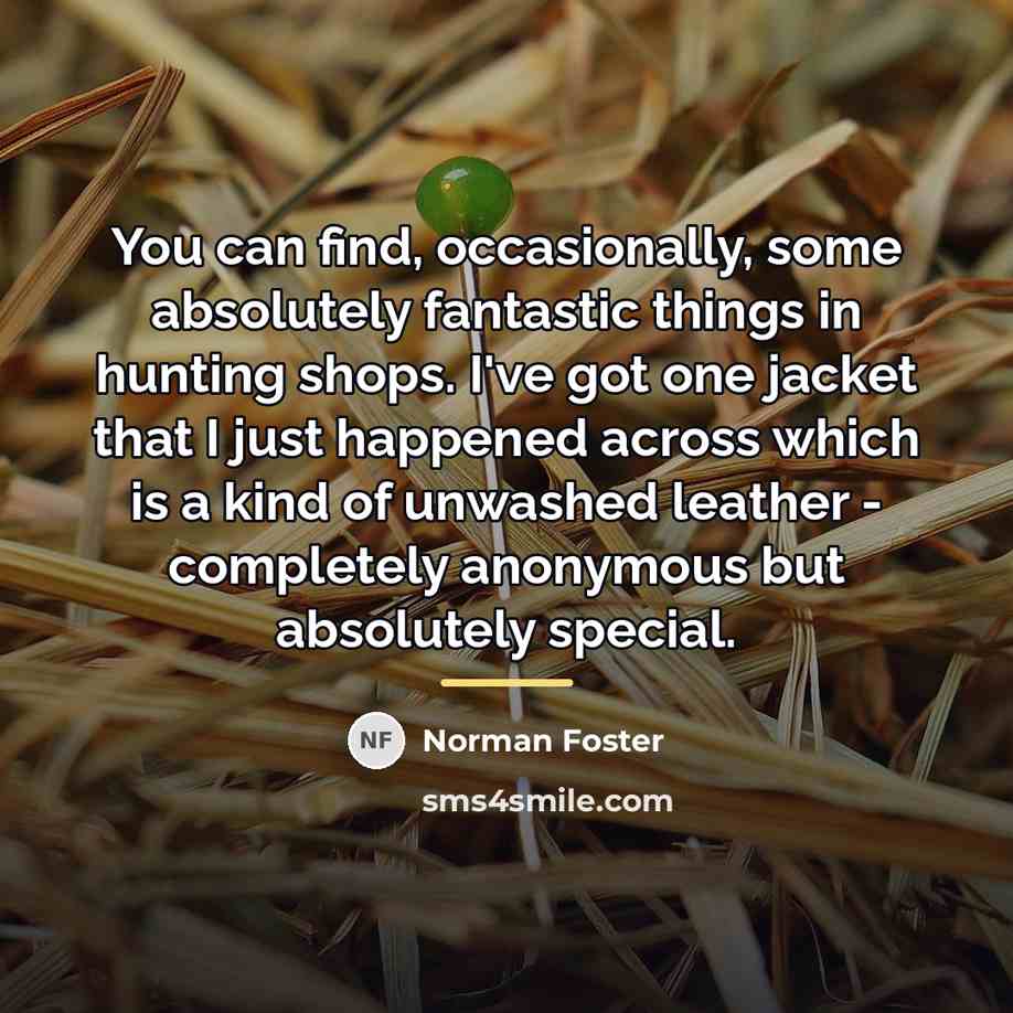 “You can find, occasionally, some absolutely fantastic things in hunting…” quote by Norman Foster