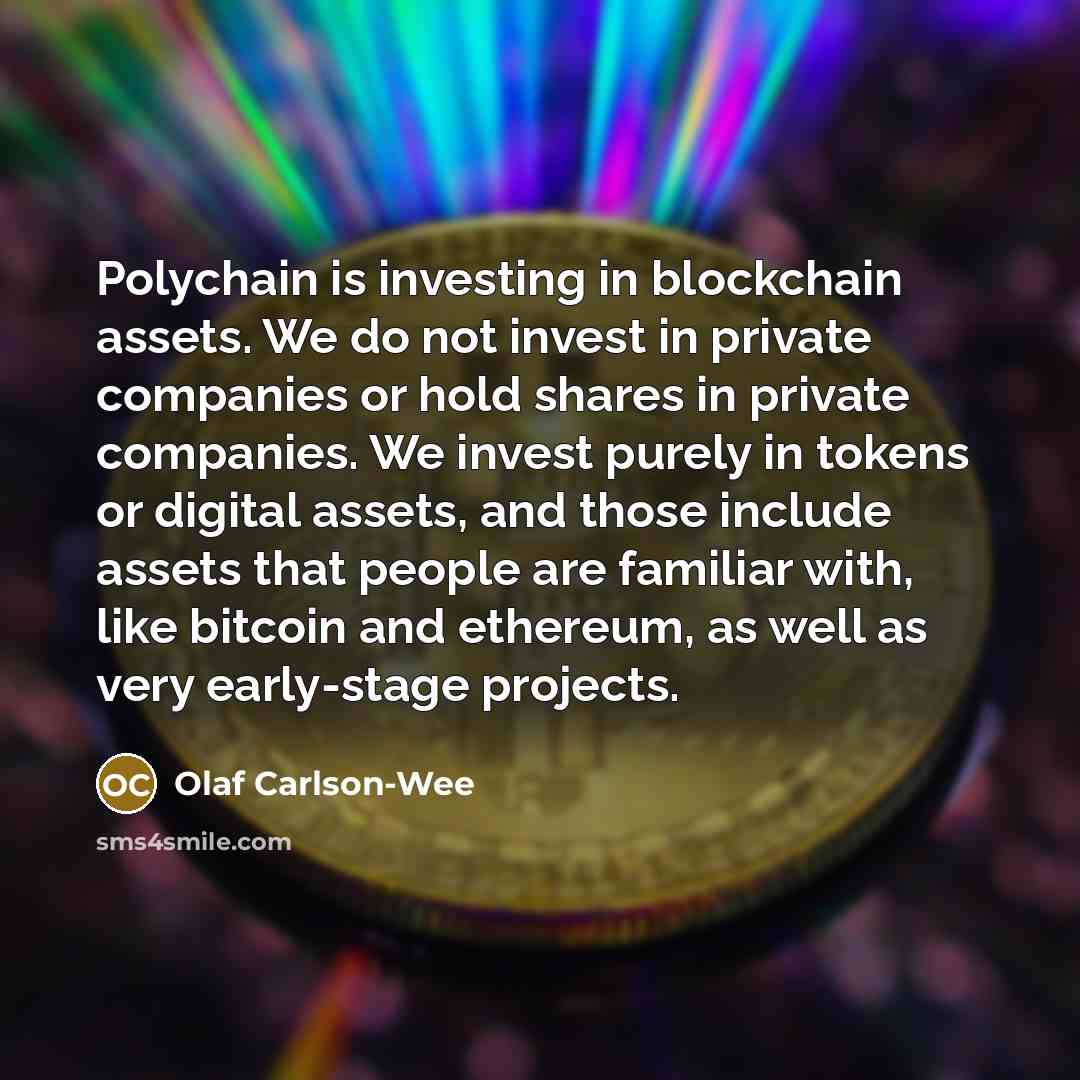 “Polychain is investing in blockchain assets. We do not invest…” quote by Olaf Carlson-Wee