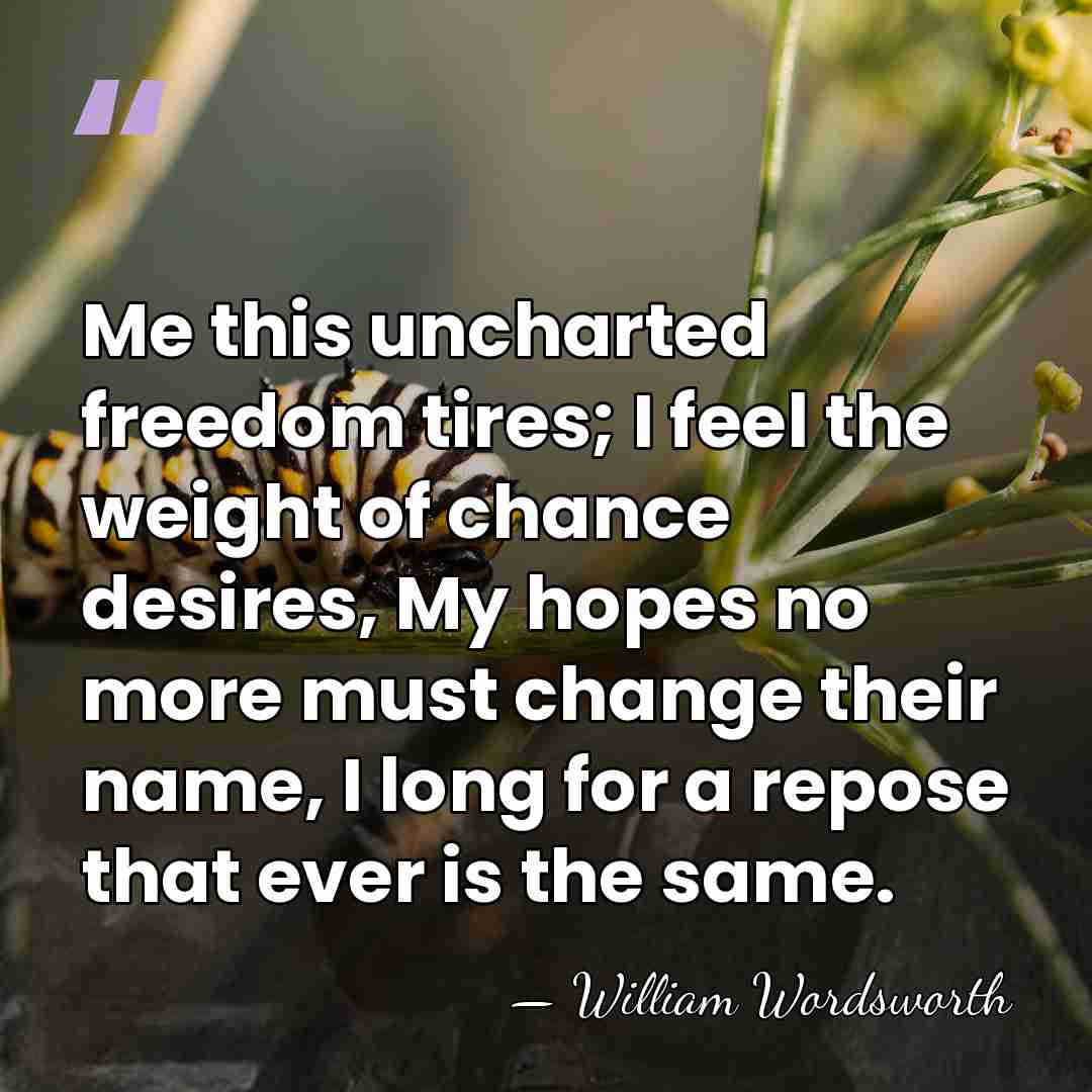 Me this uncharted freedom tires; I feel the weight of chance desires,&hellip; - William Wordsworth