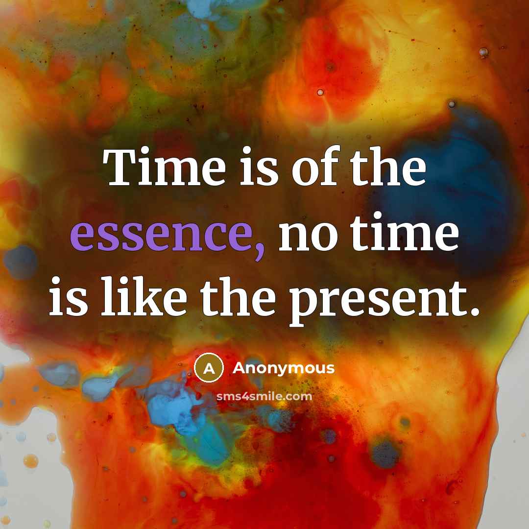 “Time is of the essence, no time is like the…” quote by Anonymous