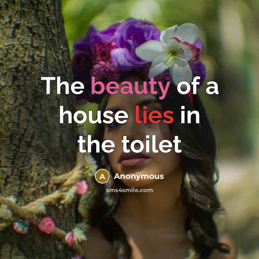 “The beauty of a house lies in the toilet” quote by Anonymous