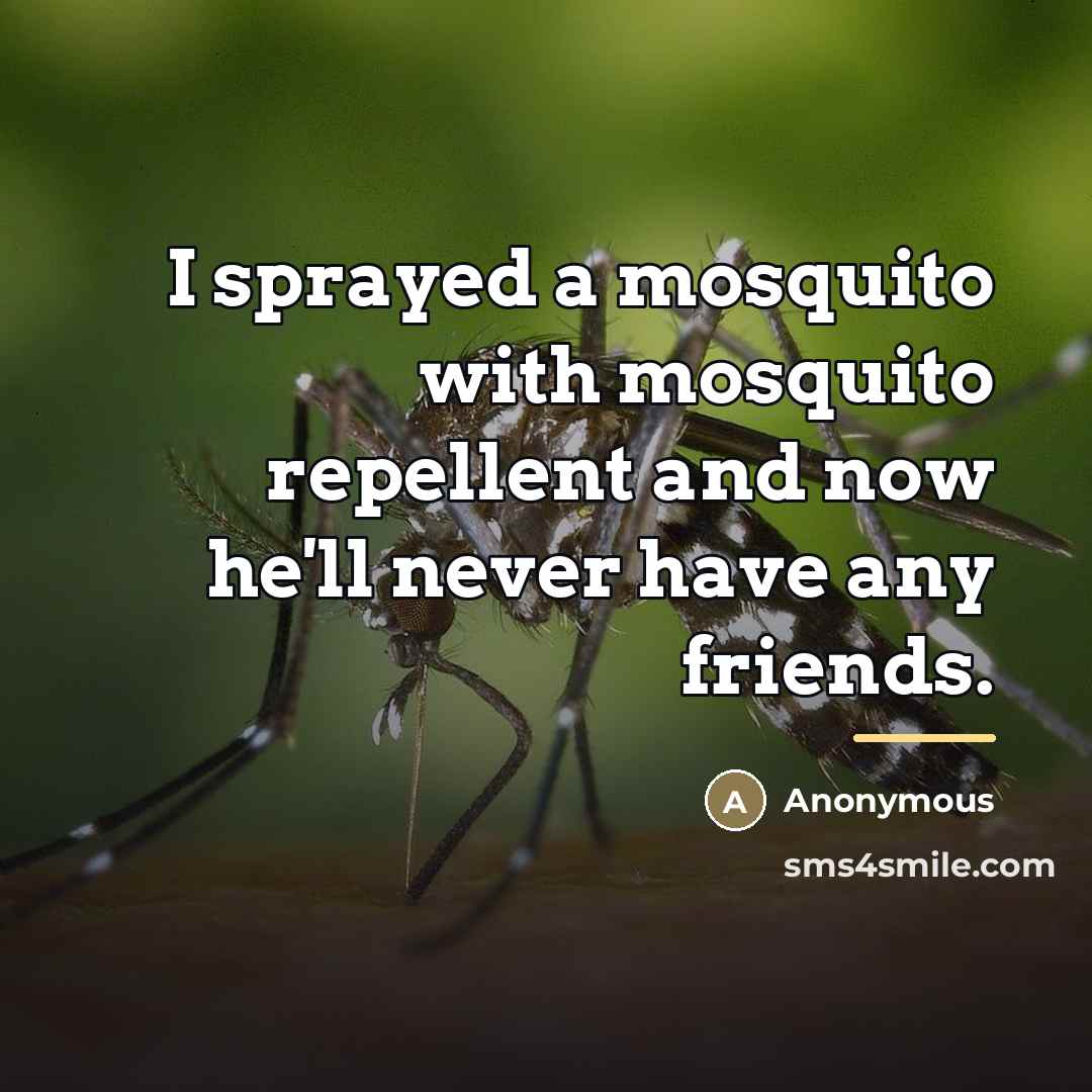 “I sprayed a mosquito with mosquito repellent and now he'll…” quote by Anonymous
