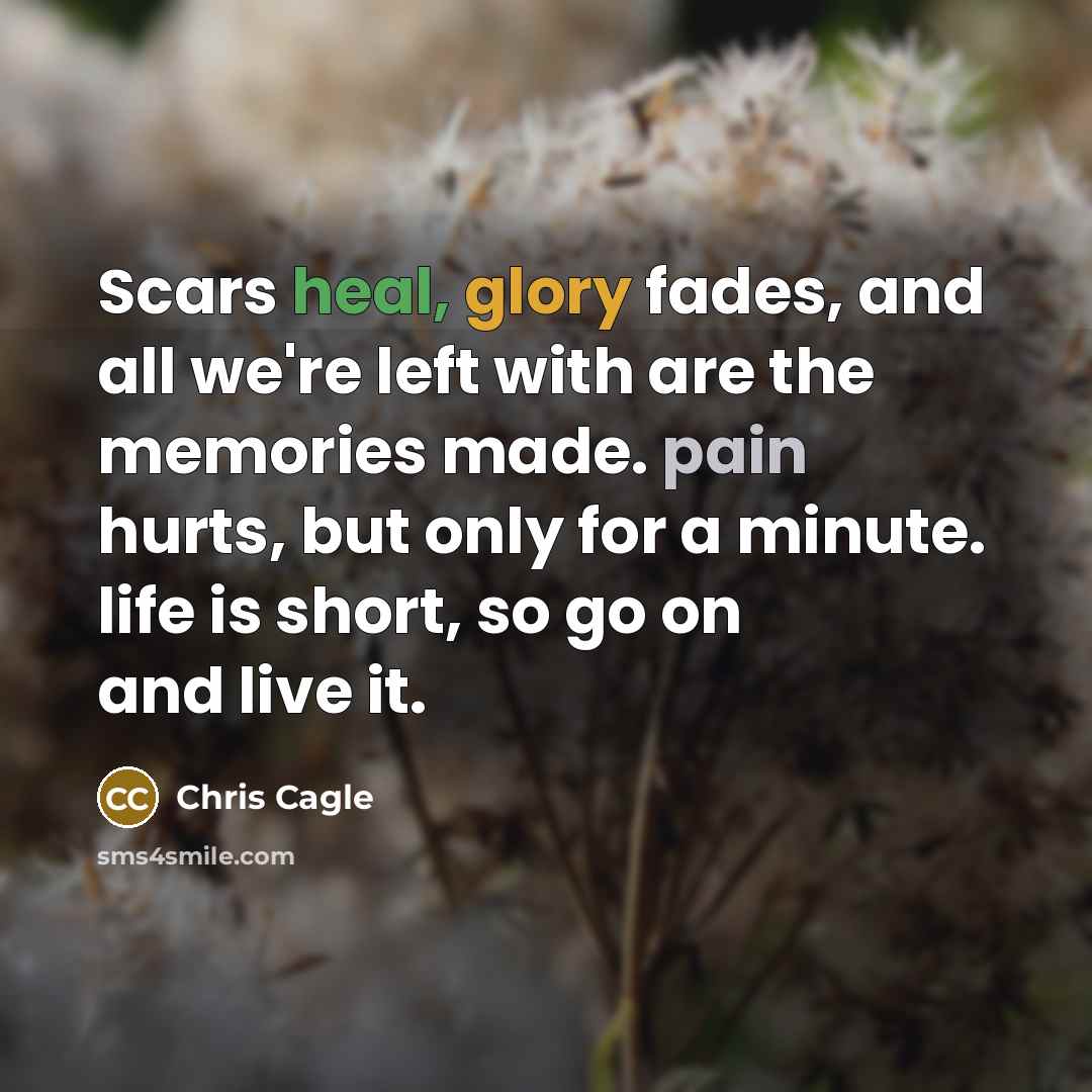 “Scars heal, glory fades, and all we're left with are…” quote by Chris Cagle
