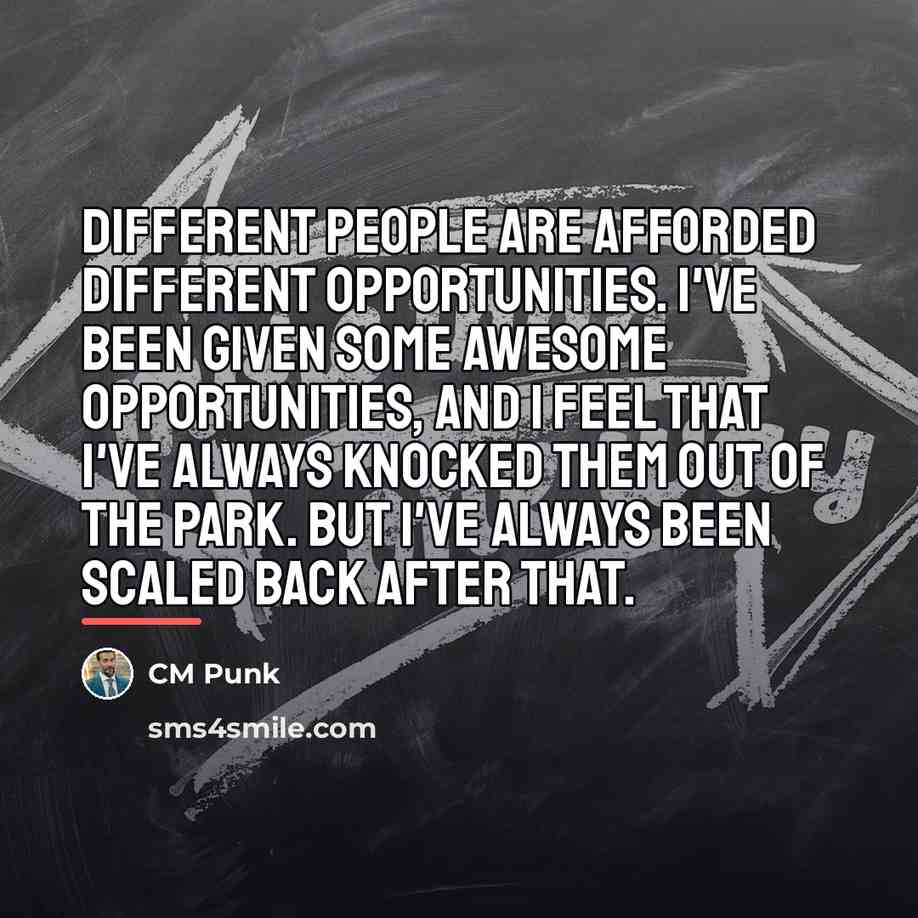 “Different people are afforded different opportunities. I've been given some…” quote by CM Punk