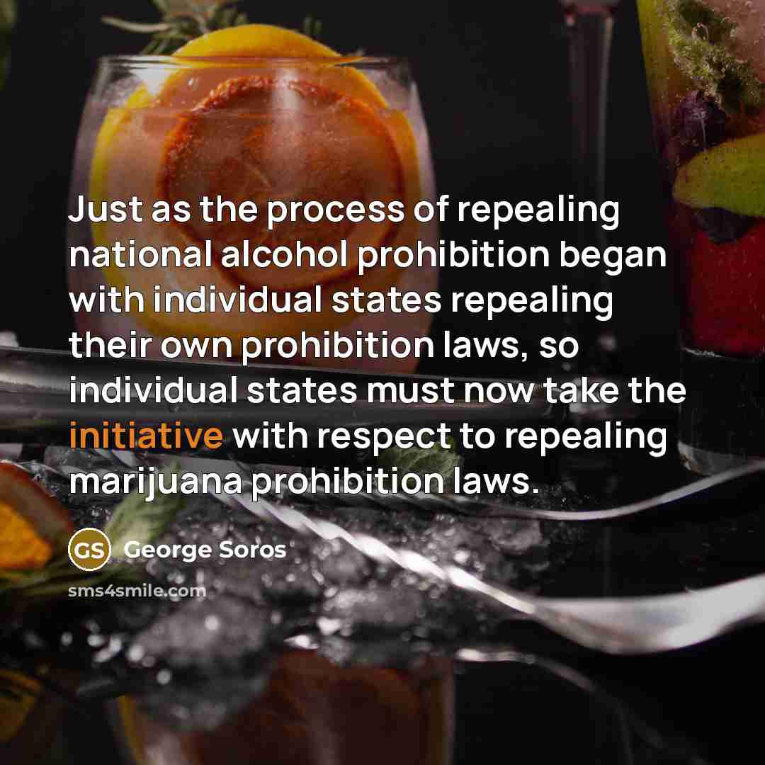 “Just as the process of repealing national alcohol prohibition began…” quote by George Soros
