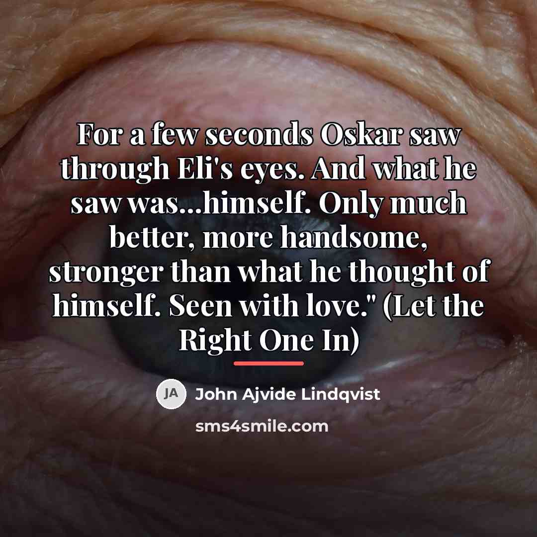 “For a few seconds Oskar saw through Eli's eyes. And…” quote by John Ajvide Lindqvist