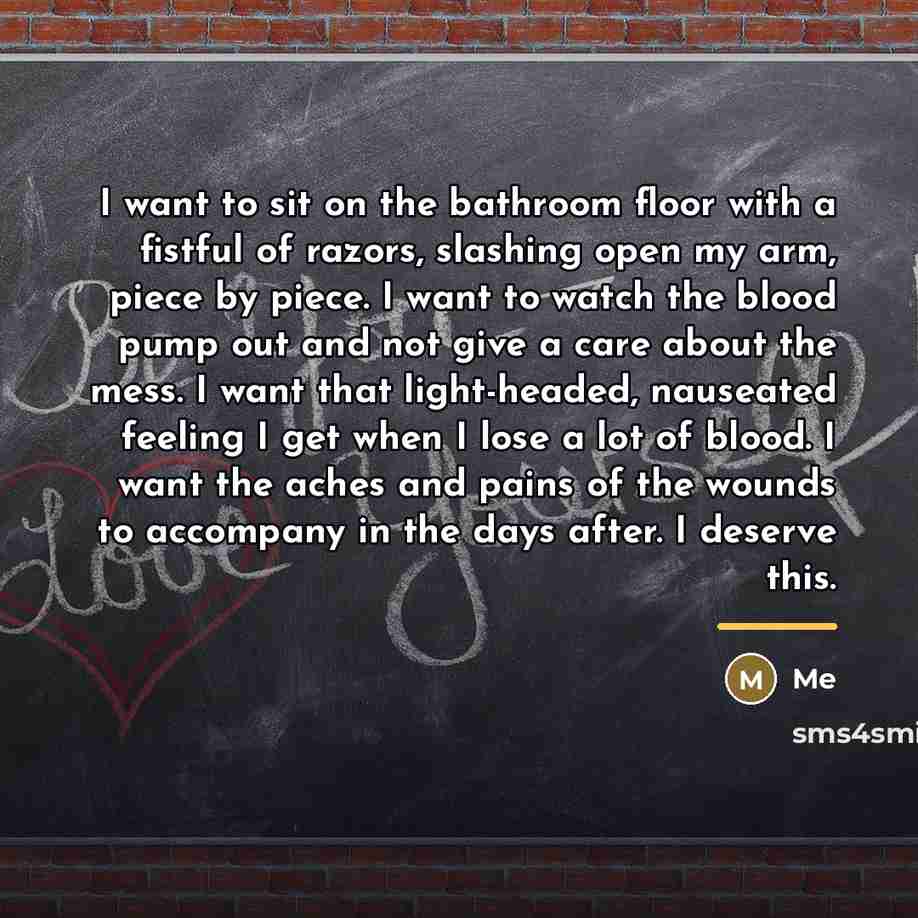 “I want to sit on the bathroom floor with a…” quote by Me