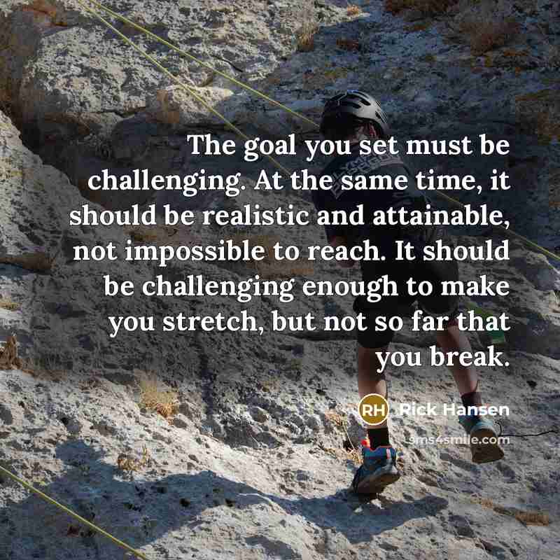 “The goal you set must be challenging. At the same…” quote by Rick Hansen