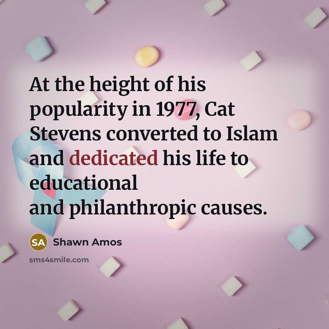 “At the height of his popularity in 1977, Cat Stevens…” quote by Shawn Amos
