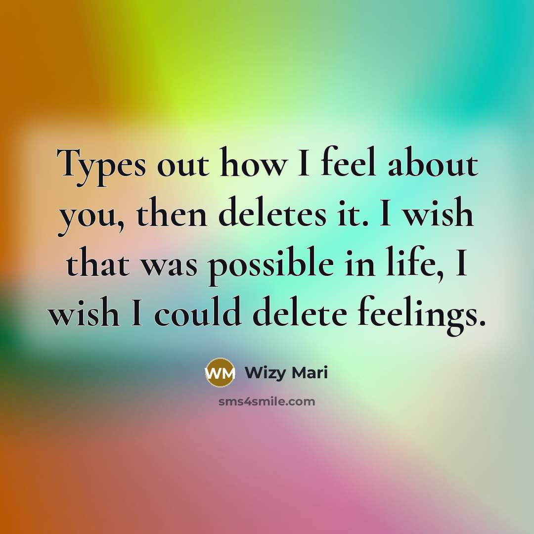“Types out how I feel about you, then deletes it.…” quote by Wizy Mari