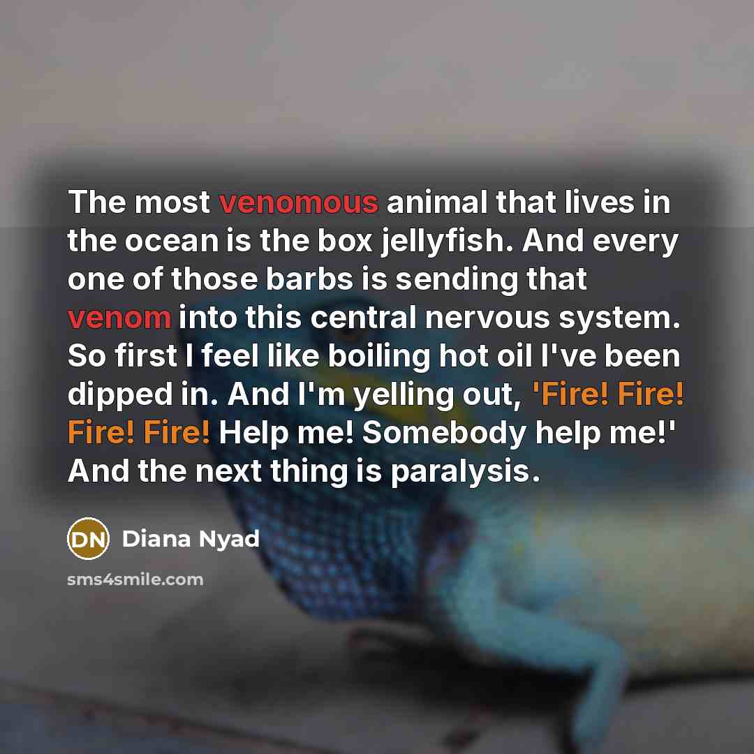 “The most venomous animal that lives in the ocean is…” quote by Diana Nyad