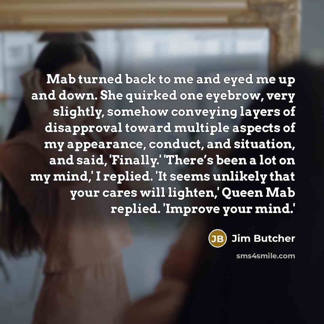 “Mab turned back to me and eyed me up and…” quote by Jim Butcher