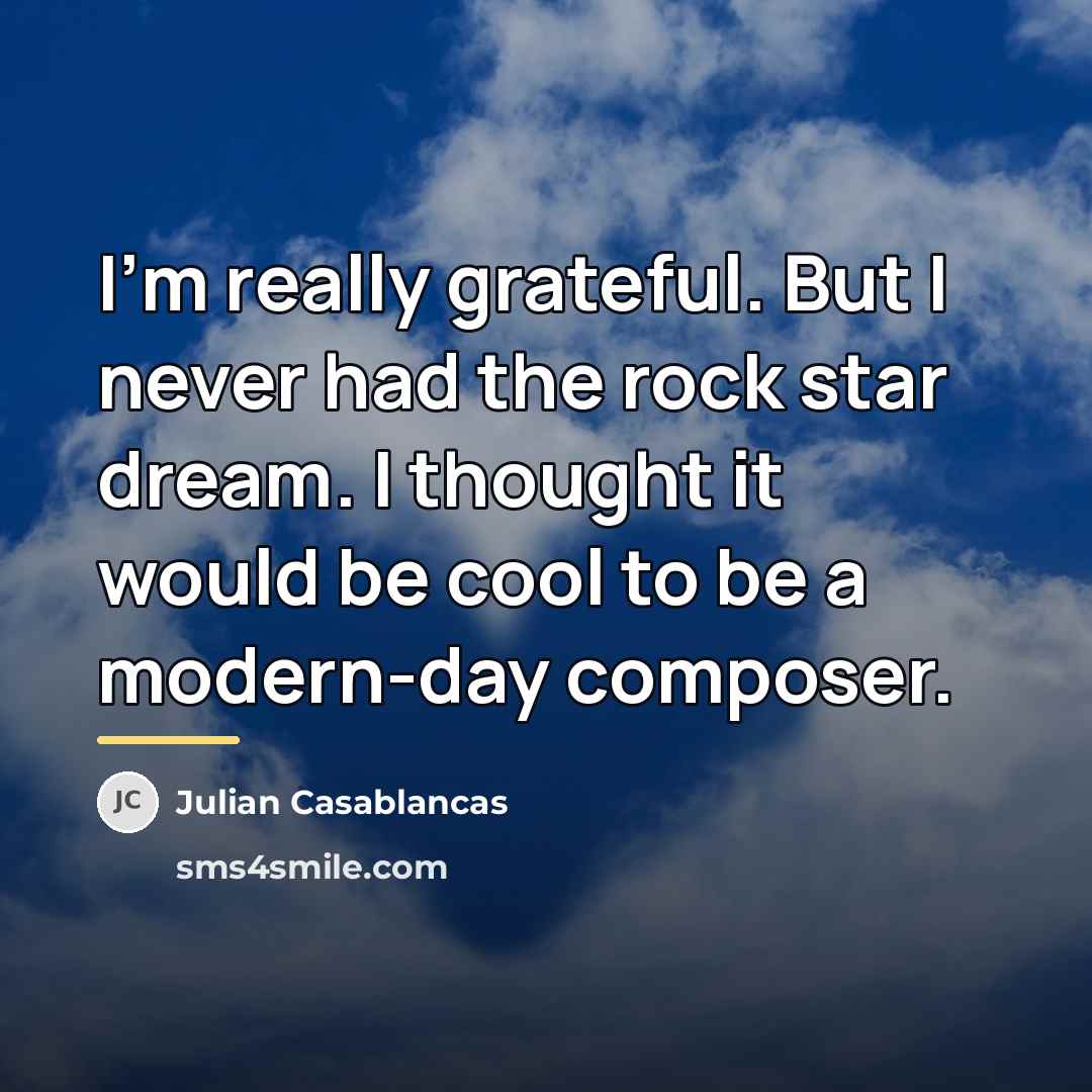 “I'm really grateful. But I never had the rock star…” quote by Julian Casablancas
