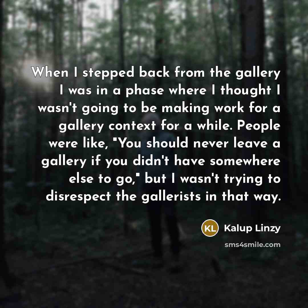 “When I stepped back from the gallery I was in…” quote by Kalup Linzy