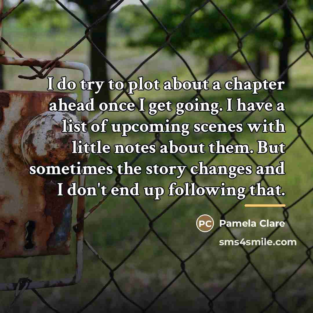 “I do try to plot about a chapter ahead once…” quote by Pamela Clare