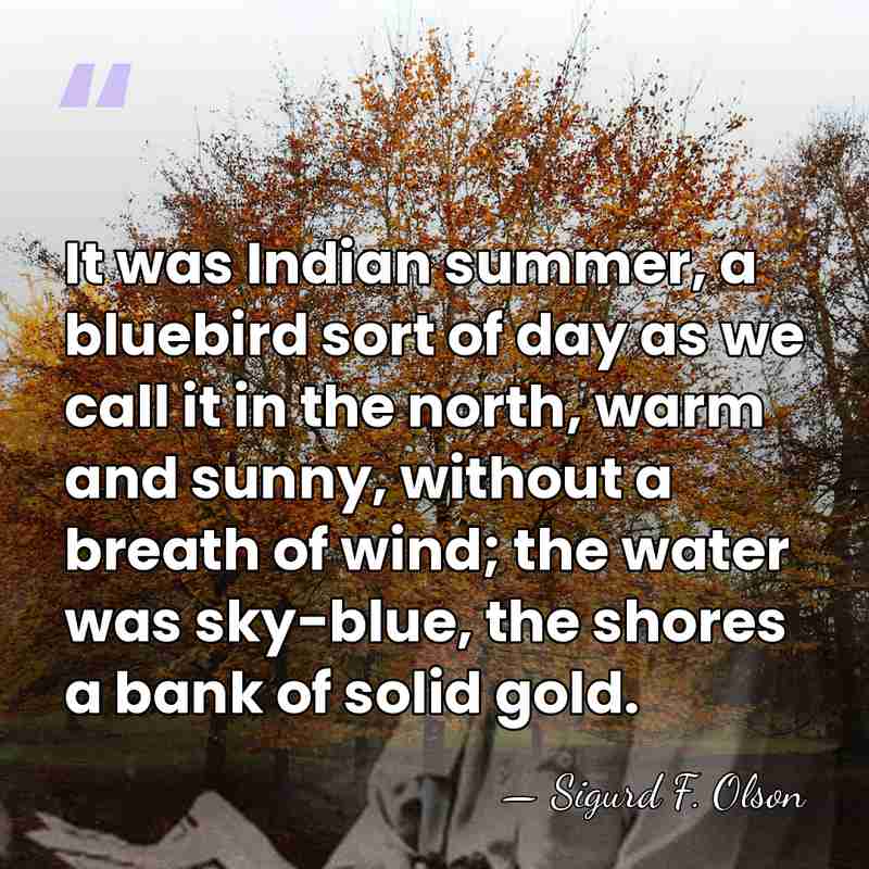 It was Indian summer, a bluebird sort of day as we call&hellip; - Sigurd F. Olson