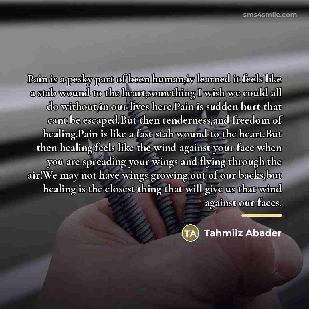 “Pain is a pesky part of been human,iv learned it…” quote by Tahmiiz Abader