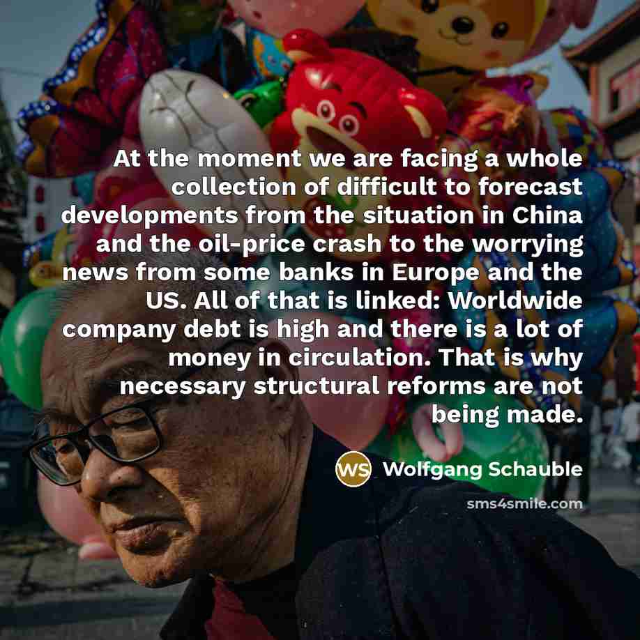“At the moment we are facing a whole collection of…” quote by Wolfgang Schauble