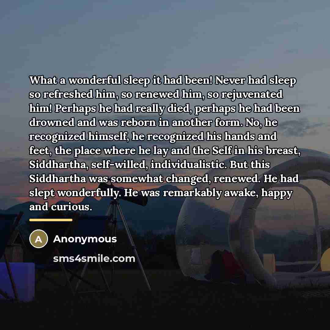 “What a wonderful sleep it had been! Never had sleep…” quote by Anonymous