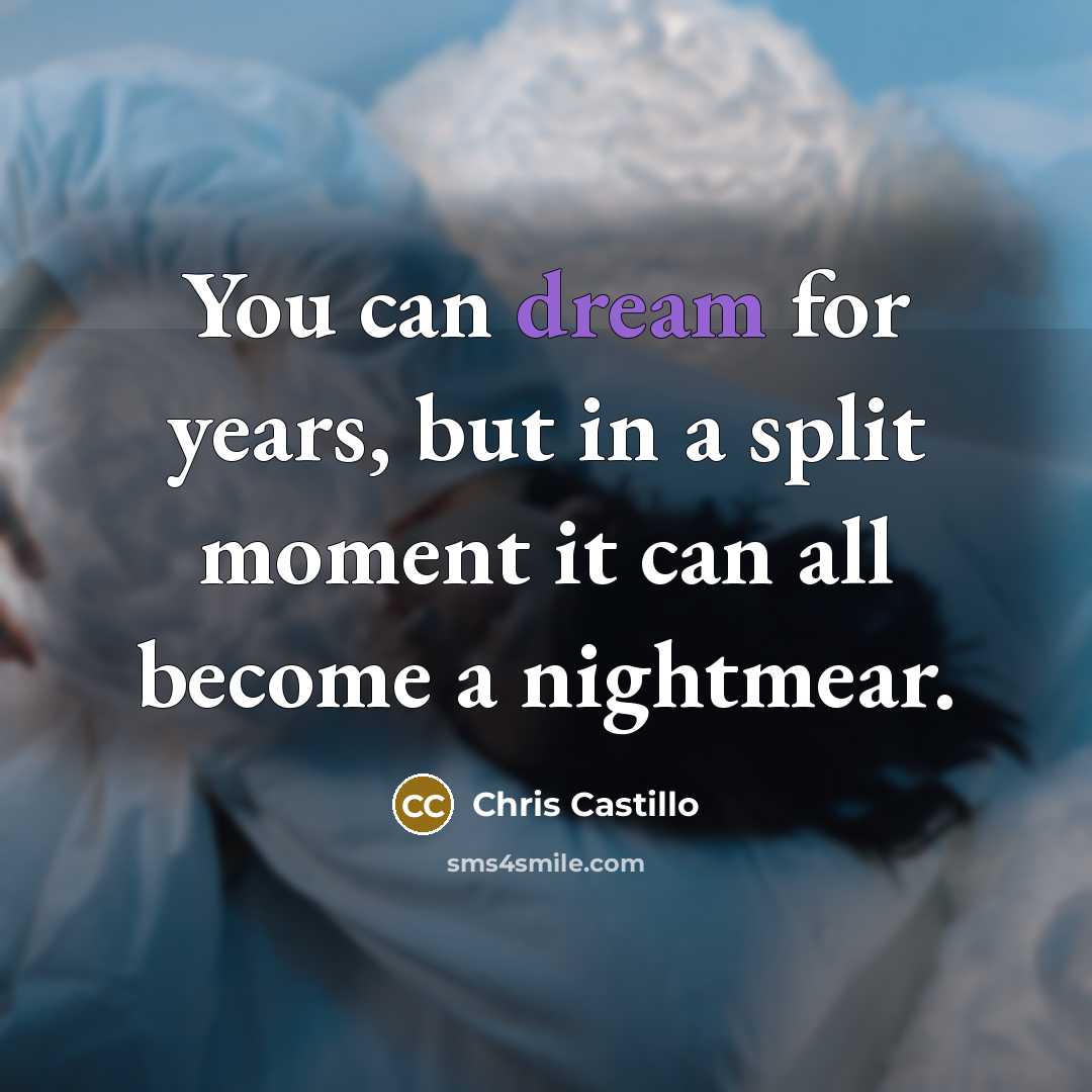 “You can dream for years, but in a split moment…” quote by Chris Castillo