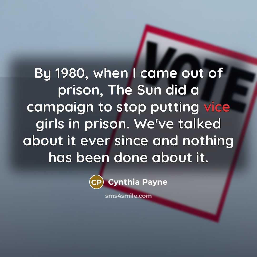 “By 1980, when I came out of prison, The Sun…” quote by Cynthia Payne