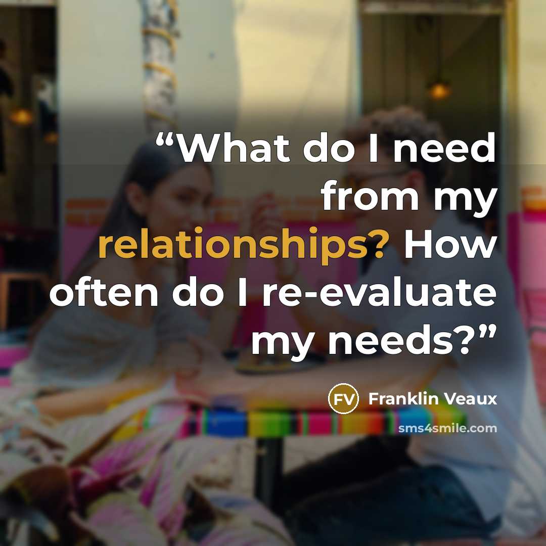 “What do I need from my relationships? How often do I re-evaluate my needs?” quote by Franklin Veaux