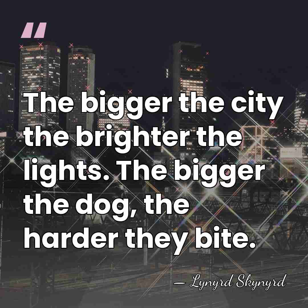 The bigger the city the brighter the lights. The bigger the dog,&hellip; - Lynyrd Skynyrd