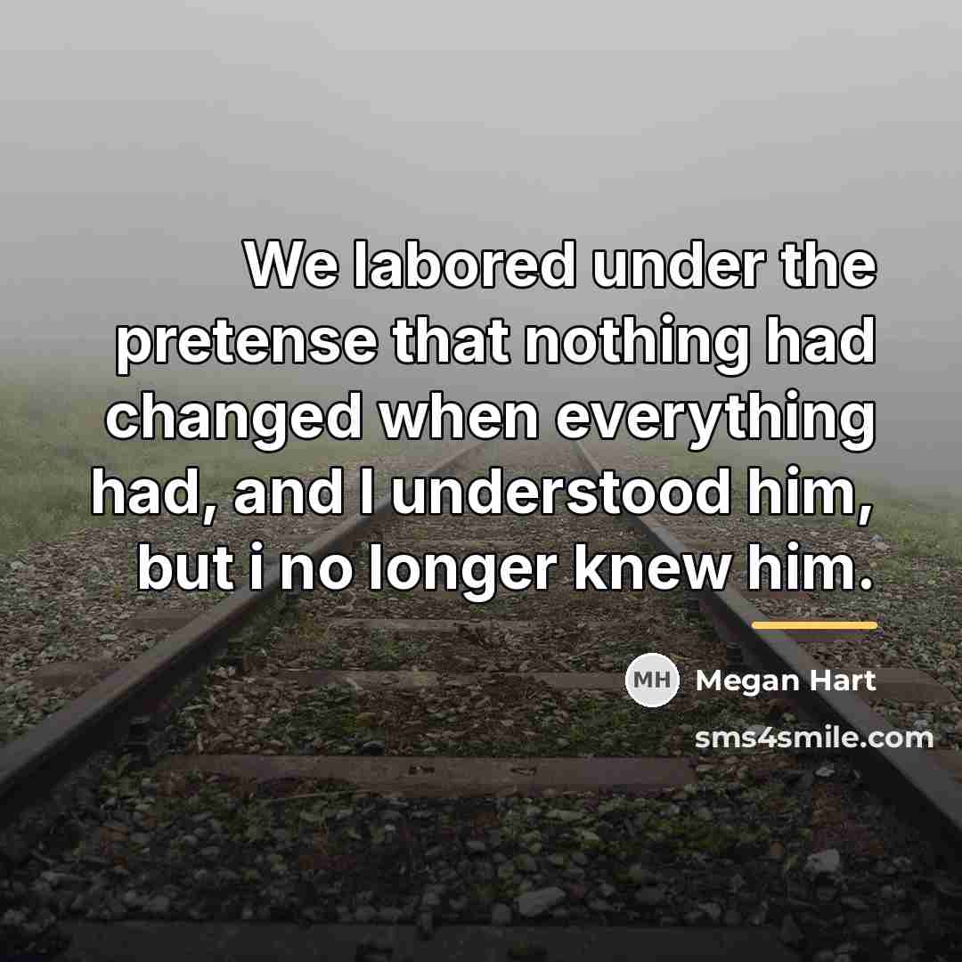 “We labored under the pretense that nothing had changed when…” quote by Megan Hart