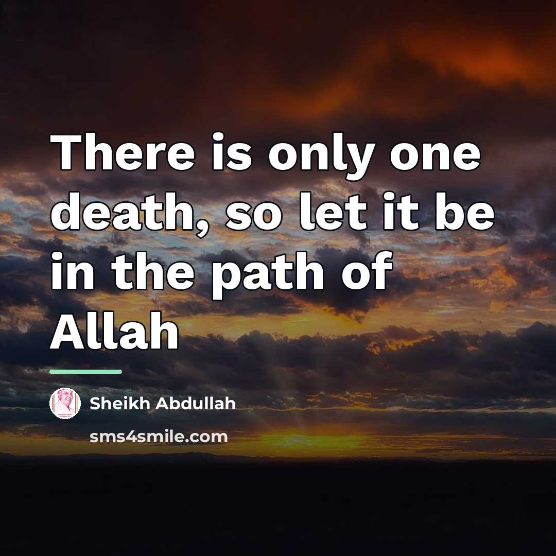 “There is only one death, so let it be in…” quote by Sheikh Abdullah