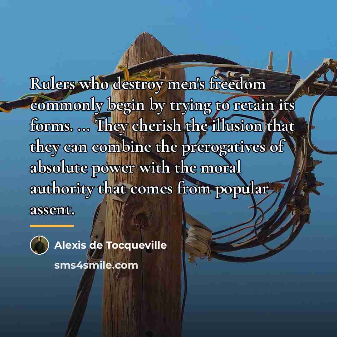 “Rulers who destroy men's freedom commonly begin by trying to…” quote by Alexis de Tocqueville