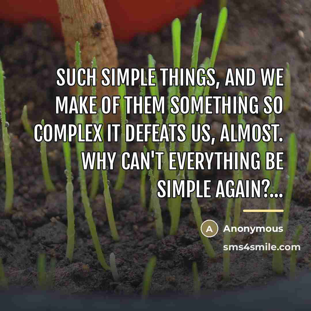 “Such simple things, And we make of them something so…” quote by Anonymous