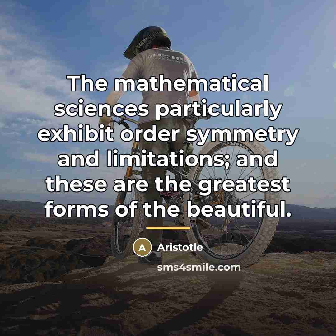 “The mathematical sciences particularly exhibit order symmetry and limitations; and…” quote by Aristotle
