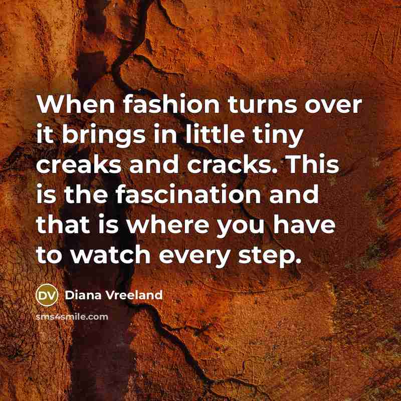 “When fashion turns over it brings in little tiny creaks…” quote by Diana Vreeland