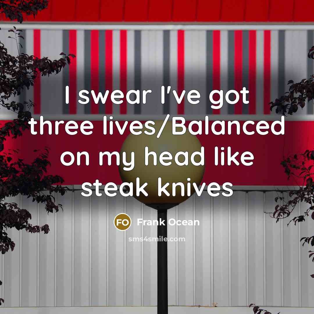 “I swear I've got three lives/Balanced on my head like…” quote by Frank Ocean