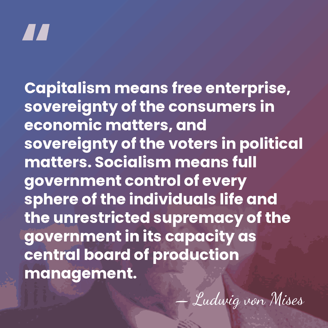 Capitalism means free enterprise, sovereignty of the consumers in economic matters, and&hellip; - Ludwig von Mises