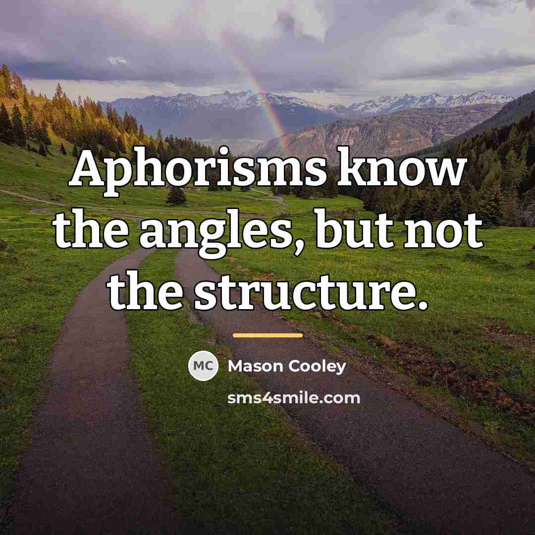 “Aphorisms know the angles, but not the structure.…” quote by Mason Cooley