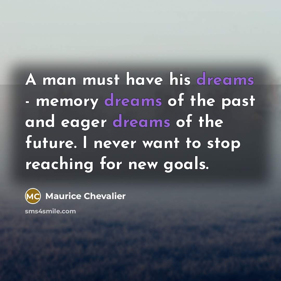 “A man must have his dreams - memory dreams of…” quote by Maurice Chevalier