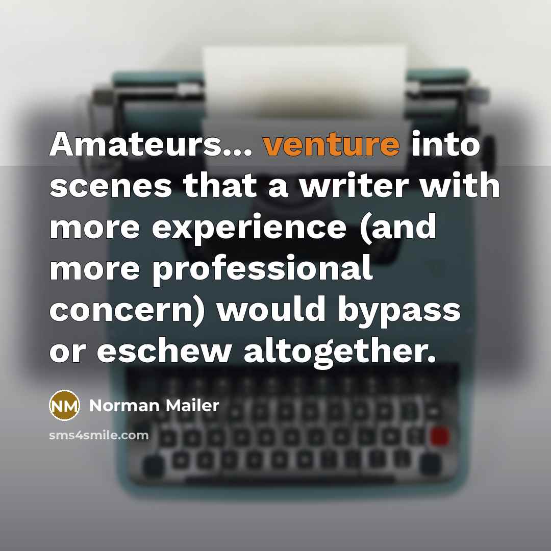 “Amateurs... venture into scenes that a writer with more experience…” quote by Norman Mailer