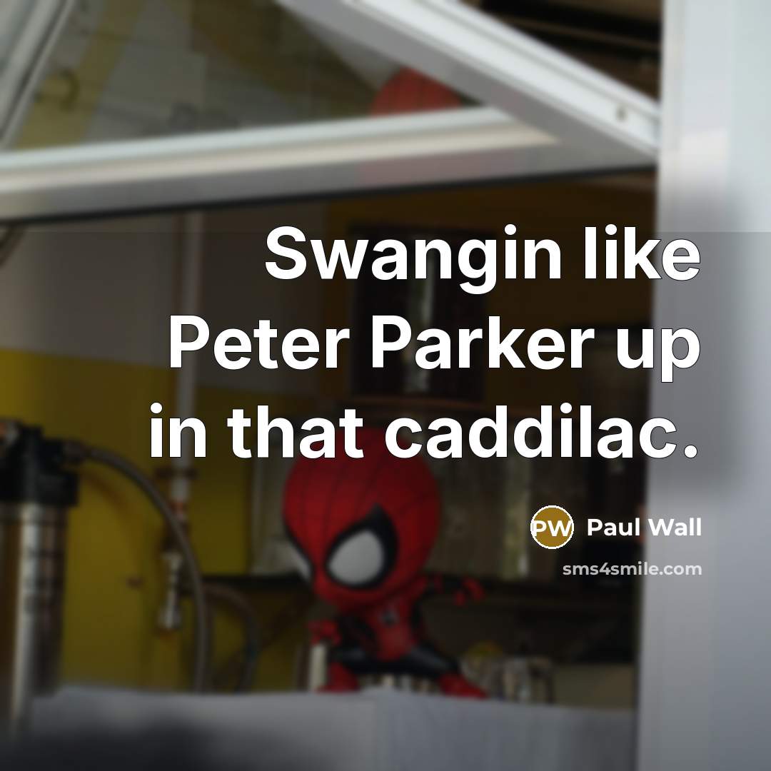 “Swangin like Peter Parker up in that caddilac.” quote by Paul Wall