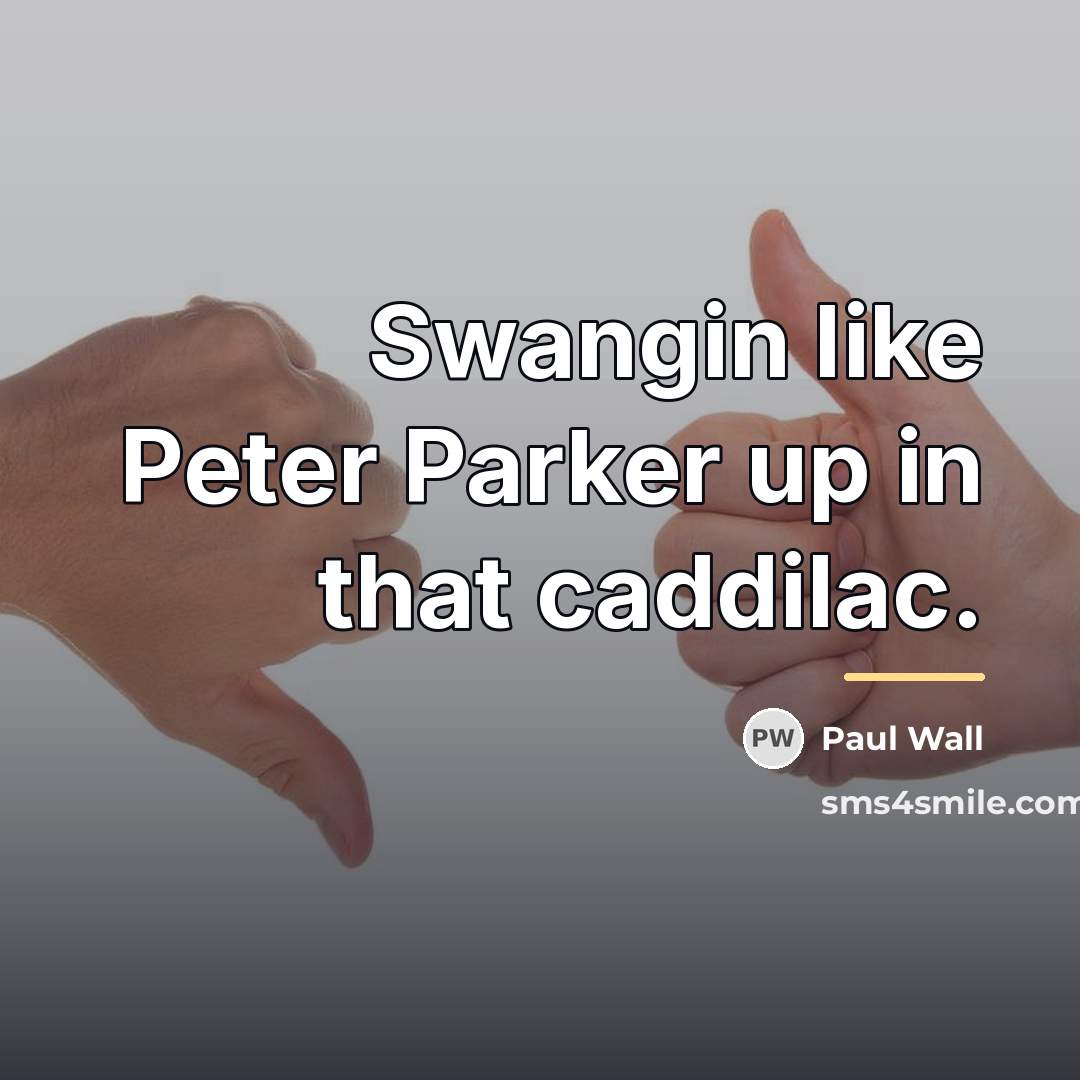 “Swangin like Peter Parker up in that caddilac.…” quote by Paul Wall