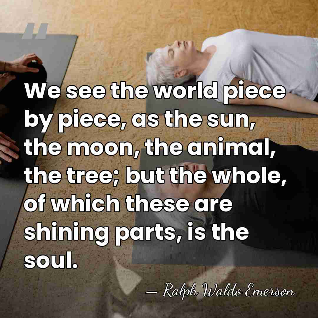 We see the world piece by piece, as the sun, the moon,&hellip; - Ralph Waldo Emerson