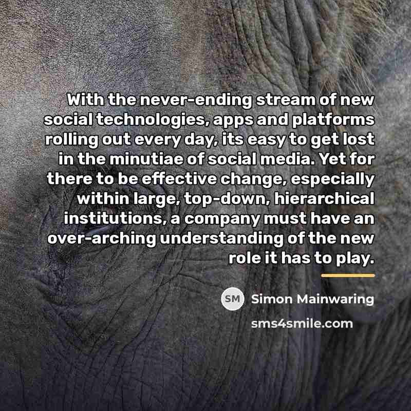 “With the never-ending stream of new social technologies, apps and…” quote by Simon Mainwaring