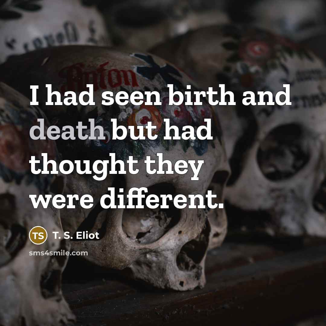 “I had seen birth and death but had thought they…” quote by T. S. Eliot