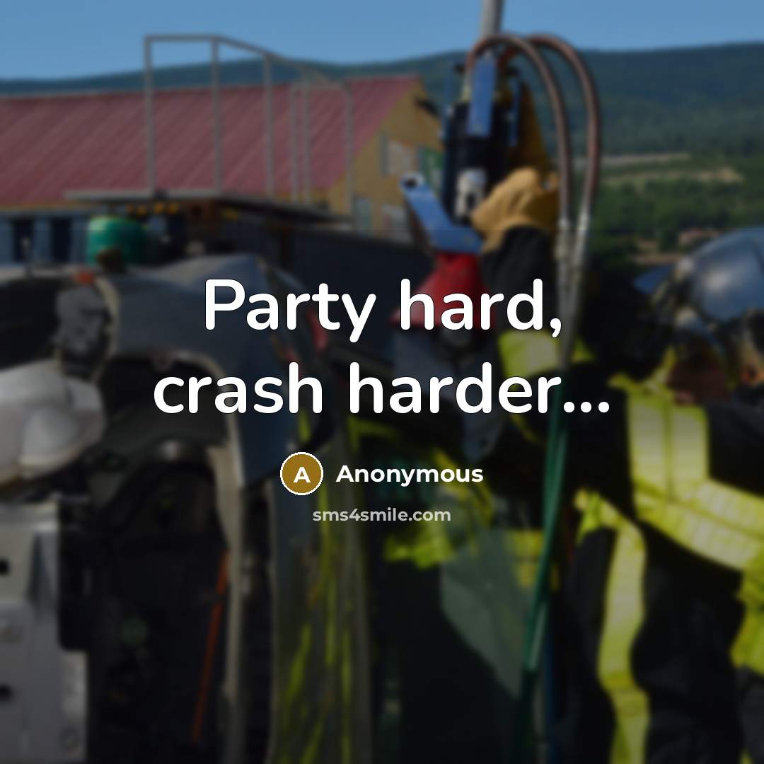 “Party hard, crash harder...” quote by Anonymous