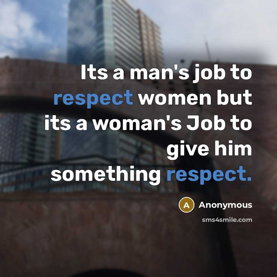 “Its a man's job to respect women but its a…” quote by Anonymous